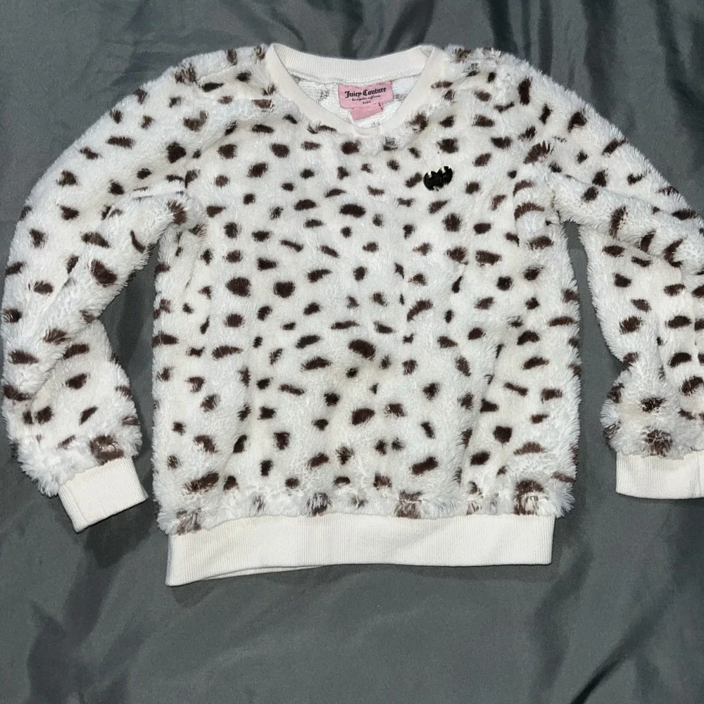 Girls JUICY COUTURE Kids Faux Fur Leopard Print‎ Sweatshirt Size 5